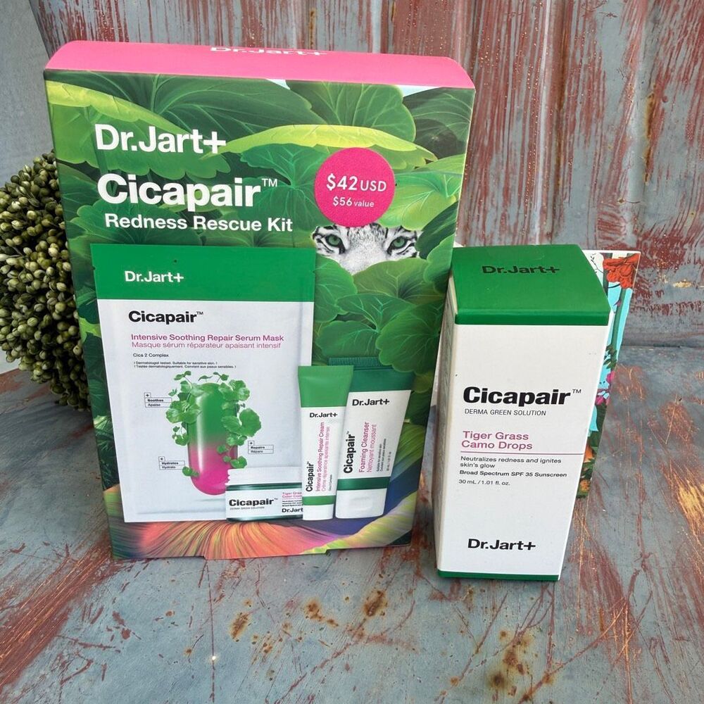 Dr.Jart+ Cicapair™ Redness Rescue Kit & Tiger Grass Camo Drops Bundle (Brand New